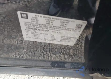 2016 Chevrolet Equinox Lt from USA, damaged, VIN 2GNALCEKXG1131997